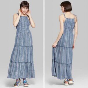 Wild Fabel Boho Print Tie Strap Dress | S